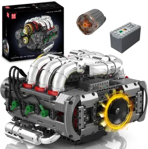 Mould King Flat-Six Engine Model Kit That Works - 2375  PCS Boxer-6 Engine Scale Model Engine Kit for Adults with Battery and Motor, STEM Car Engine Building Blocks Toys for Kids/Adults Collections