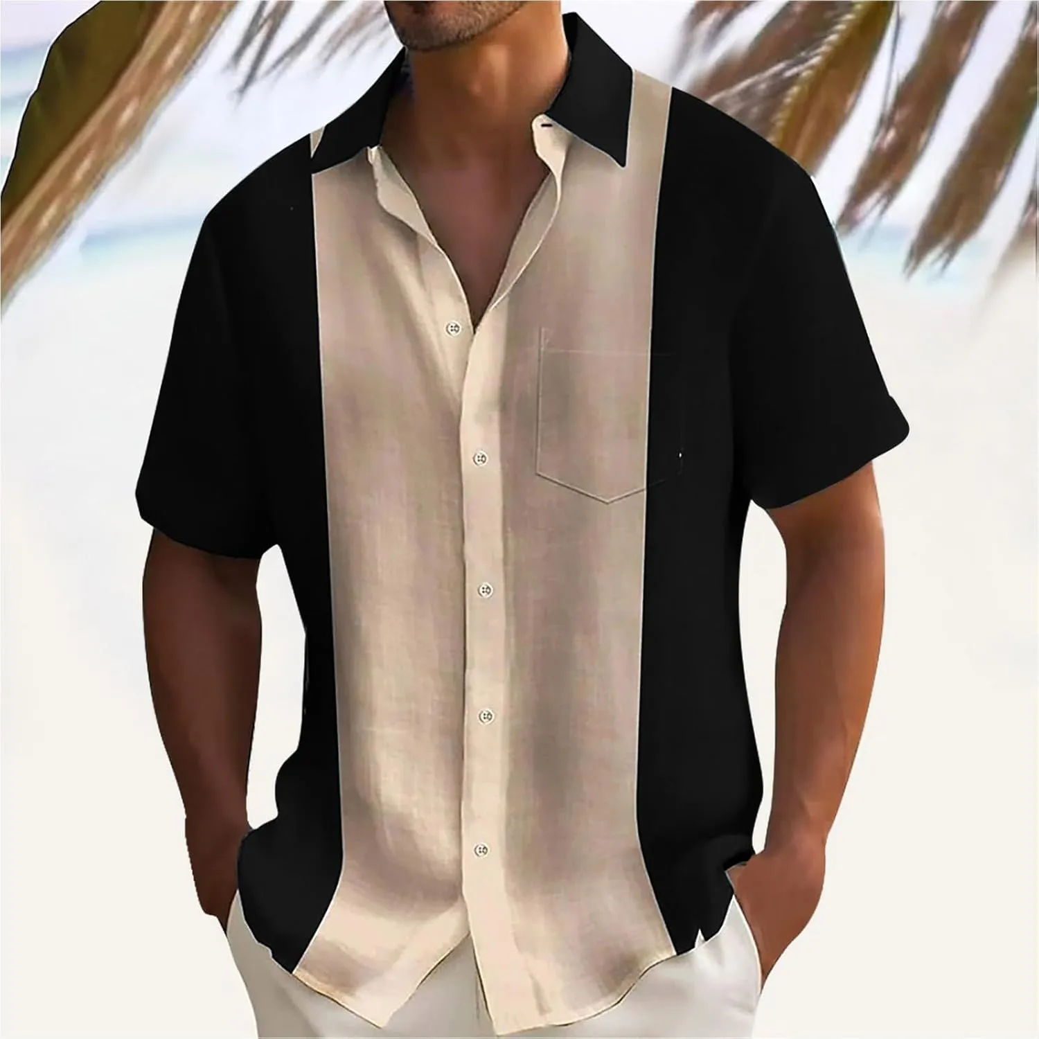Muscularfit Mens Beach Button Down Shirt Summer Hawaiian Short Sleeve Causal Business Shirts Plus Size Vacation Outfit 2025