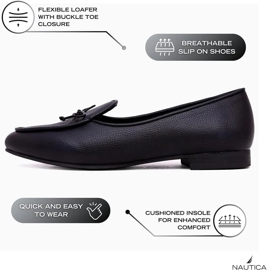 Nautica Woman Flat Loafers Luxury Designer Penny Shoes Slip On Ballet Comfortable Everyday Moccasins for Work Office Outdoor