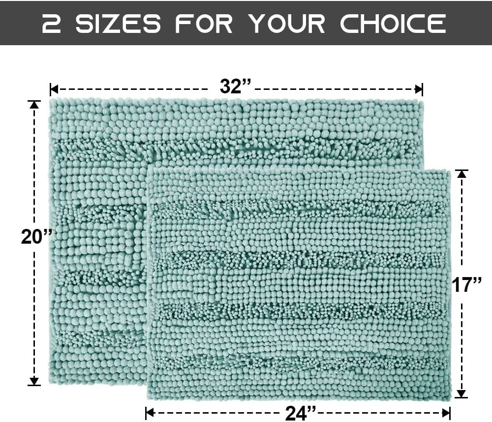 NICETOWN Bath Mats Shower Rugs Slip-Resistant (Eggshell Green, 20 x 32   17 x 24)