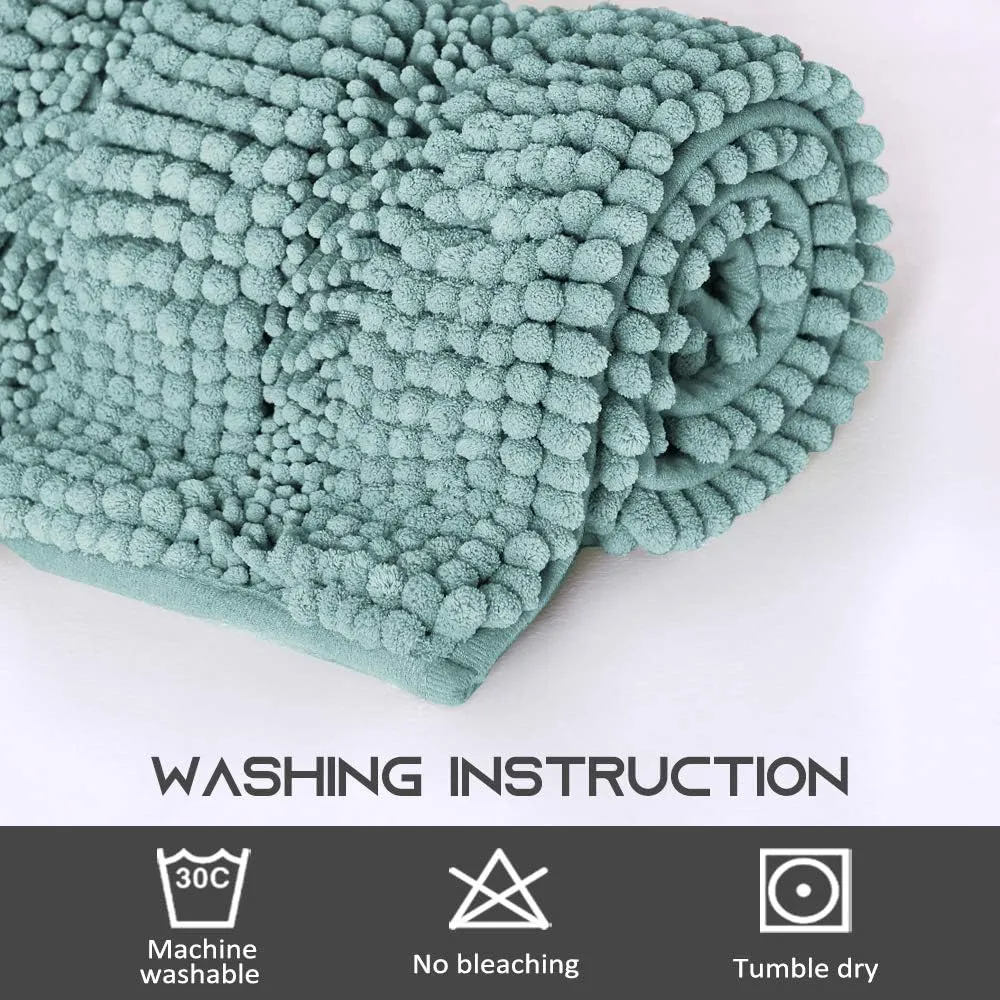 NICETOWN Bath Mats Shower Rugs Slip-Resistant (Eggshell Green, 20 x 32   17 x 24)