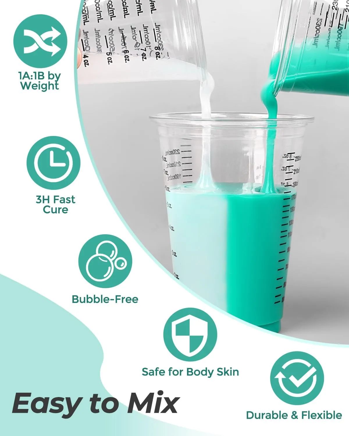 Nicpro 80 oz Silicone Mold Making Kit 20A, Platinum Liquid Silicone Rubber for Mold Maker, Jade Green Flexible & Food Safe Mix Ratio 1:1 for Casting 3D Resins Molds DIY with Gloves, Sticks & Cups