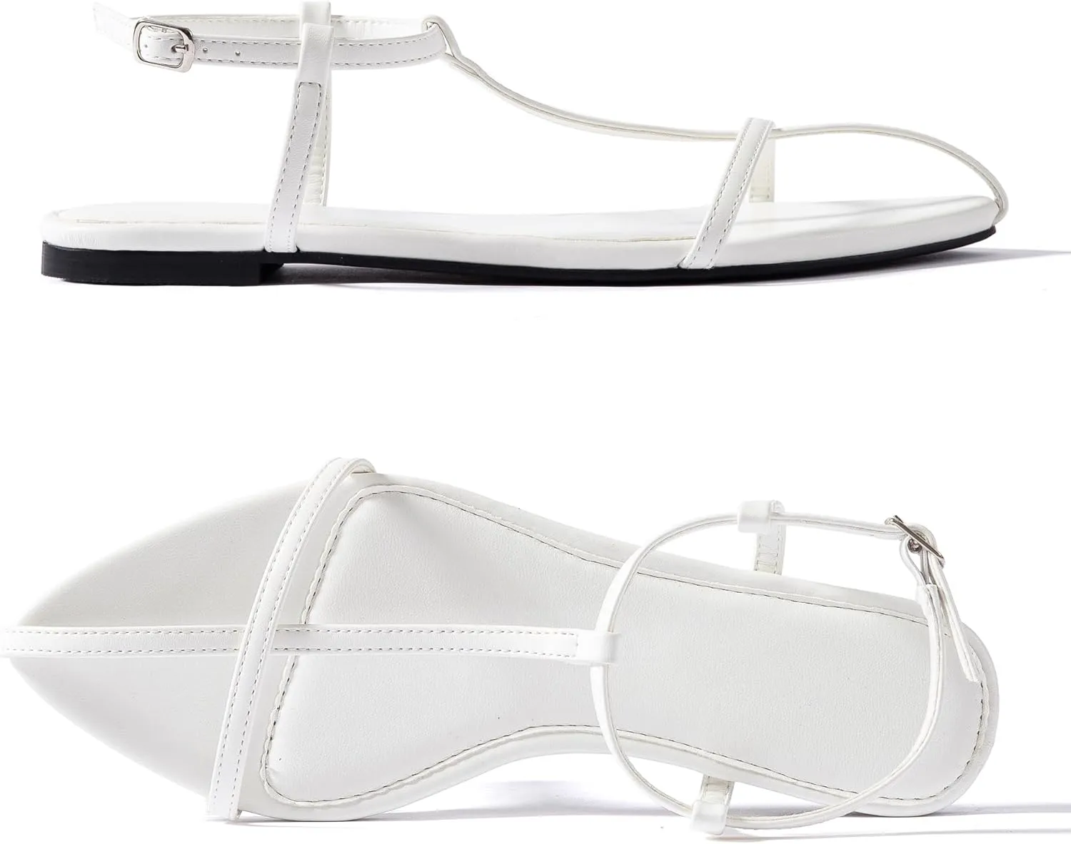 N.N.G Women Flat Sandals Dressy Srtappy Slingback Mules Cute Evening Vegan Leather Gladiator Designer Pretty Casual Pointed Open Toe