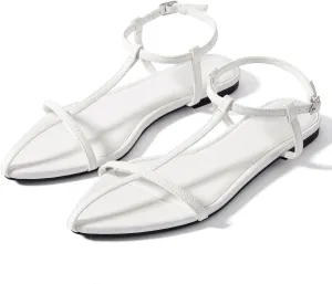 N.N.G Women Flat Sandals Dressy Srtappy Slingback Mules Cute Evening Vegan Leather Gladiator Designer Pretty Casual Pointed Open Toe