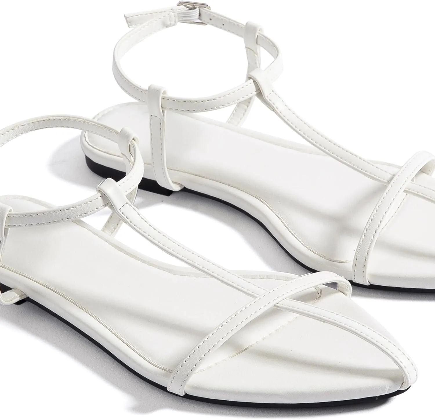 N.N.G Women Flat Sandals Dressy Srtappy Slingback Mules Cute Evening Vegan Leather Gladiator Designer Pretty Casual Pointed Open Toe