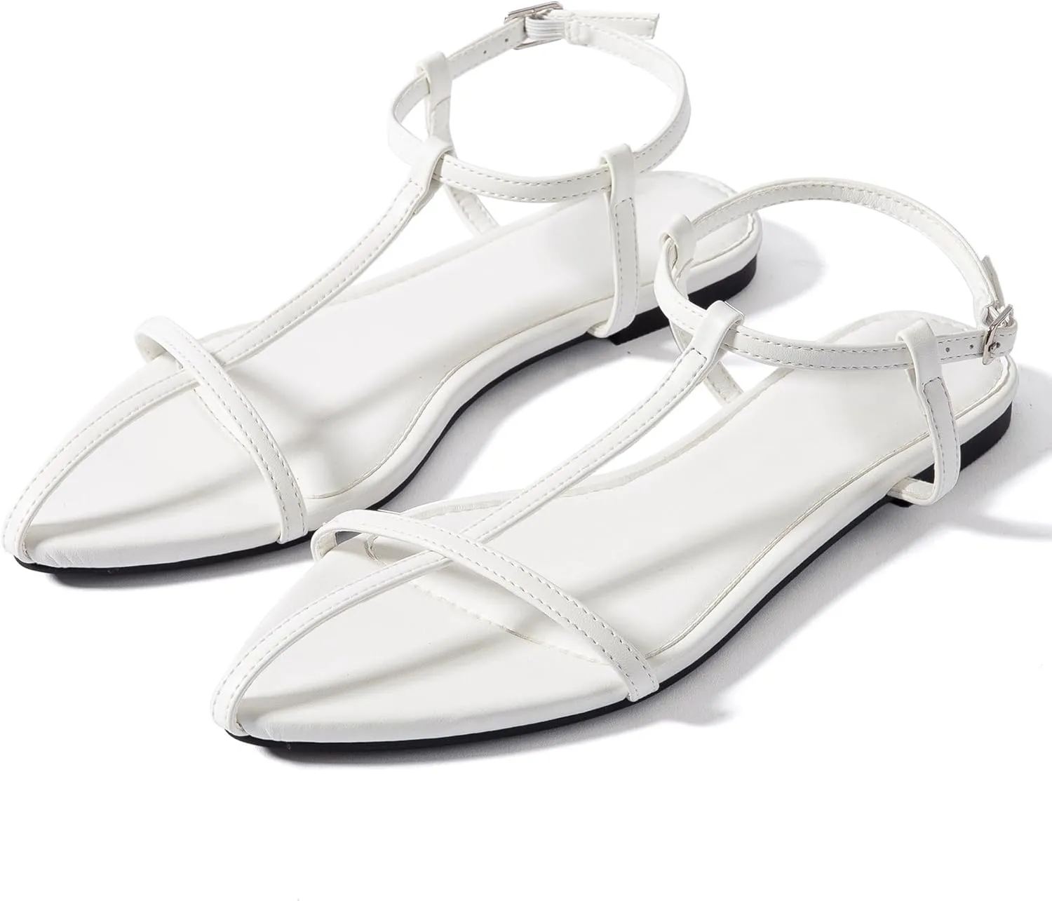 N.N.G Women Flat Sandals Dressy Srtappy Slingback Mules Cute Evening Vegan Leather Gladiator Designer Pretty Casual Pointed Open Toe