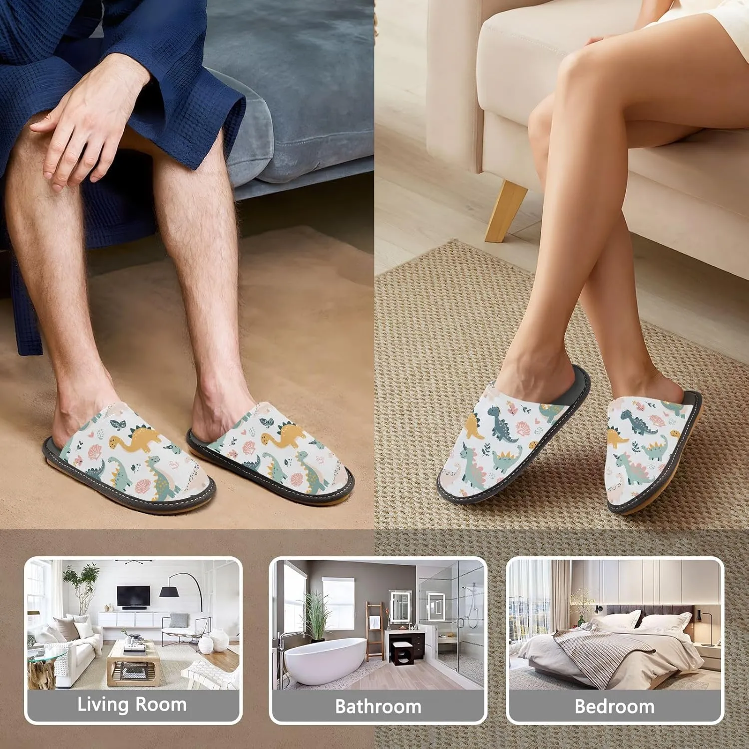 ODAWA Zebra Yellow Male Shoe House Slippers Memory Foam Plush Mens Slip on House Shoes