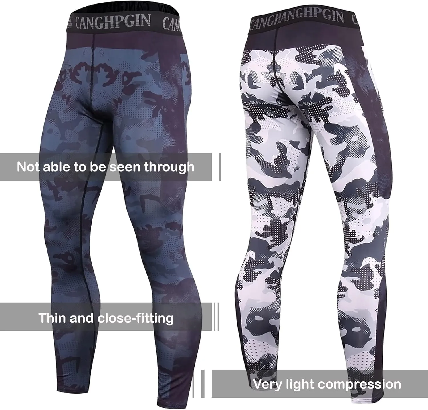 OEBLD Compression Pants Men UV Blocking Running Tights 1 or 2 Pack Gym Yoga Leggings for Athletic Workout