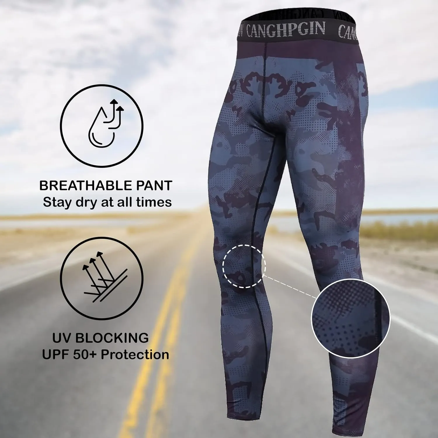 OEBLD Compression Pants Men UV Blocking Running Tights 1 or 2 Pack Gym Yoga Leggings for Athletic Workout