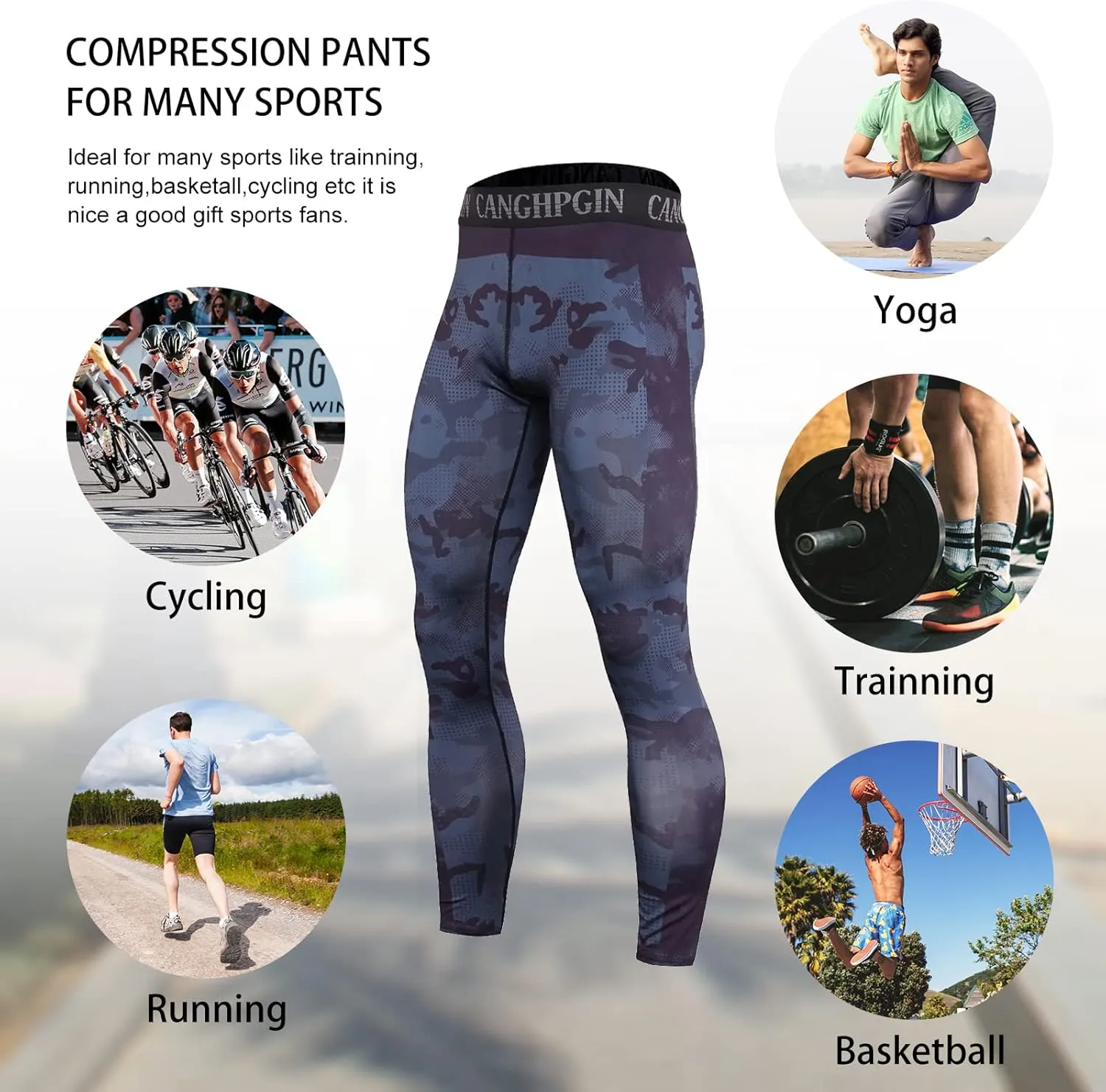 OEBLD Compression Pants Men UV Blocking Running Tights 1 or 2 Pack Gym Yoga Leggings for Athletic Workout