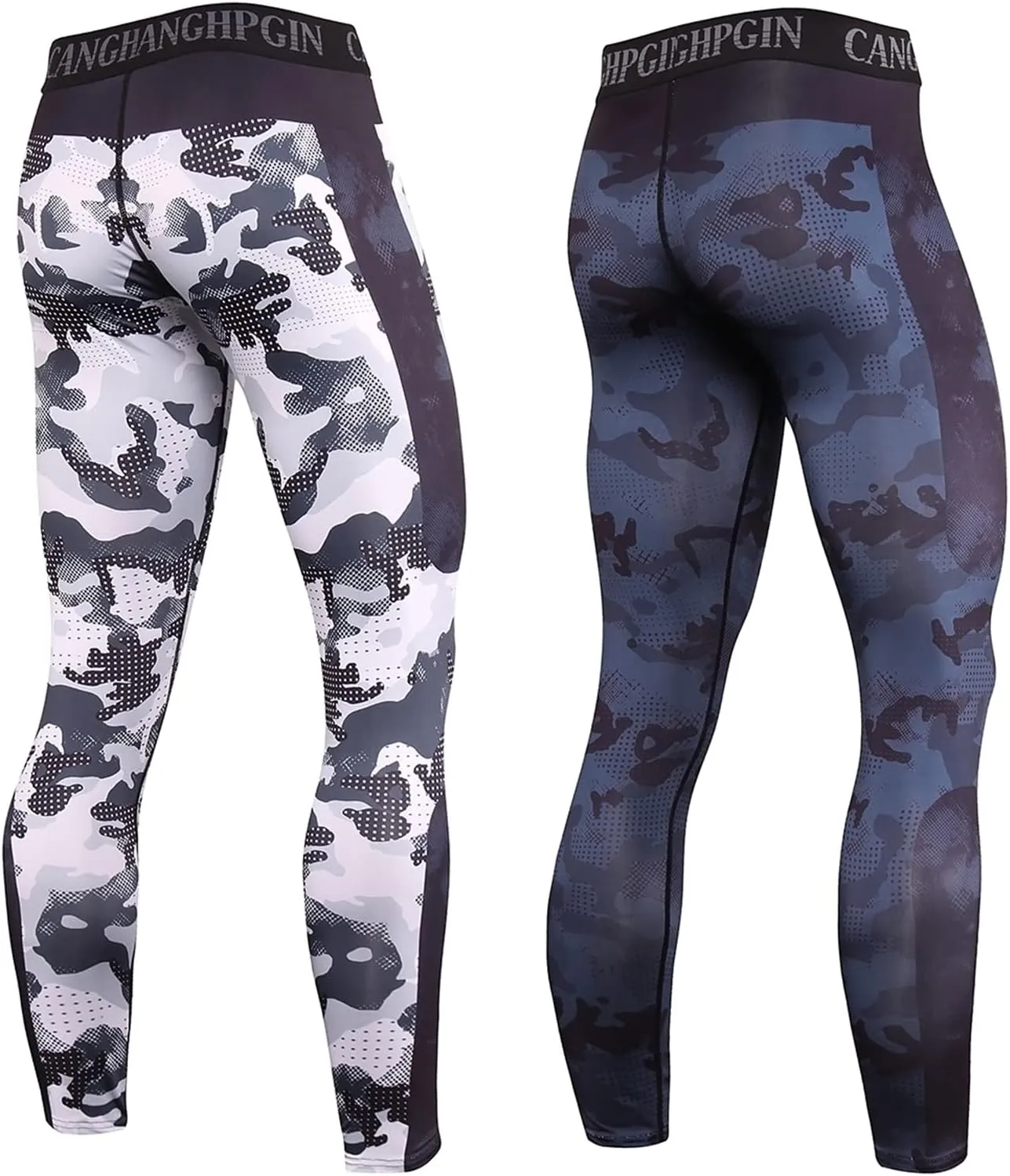 OEBLD Compression Pants Men UV Blocking Running Tights 1 or 2 Pack Gym Yoga Leggings for Athletic Workout