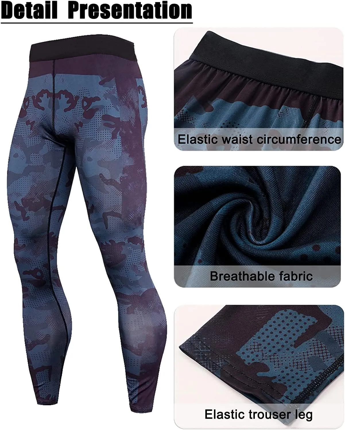 OEBLD Compression Pants Men UV Blocking Running Tights 1 or 2 Pack Gym Yoga Leggings for Athletic Workout