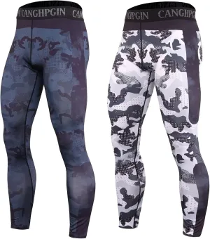 OEBLD Compression Pants Men UV Blocking Running Tights 1 or 2 Pack Gym Yoga Leggings for Athletic Workout
