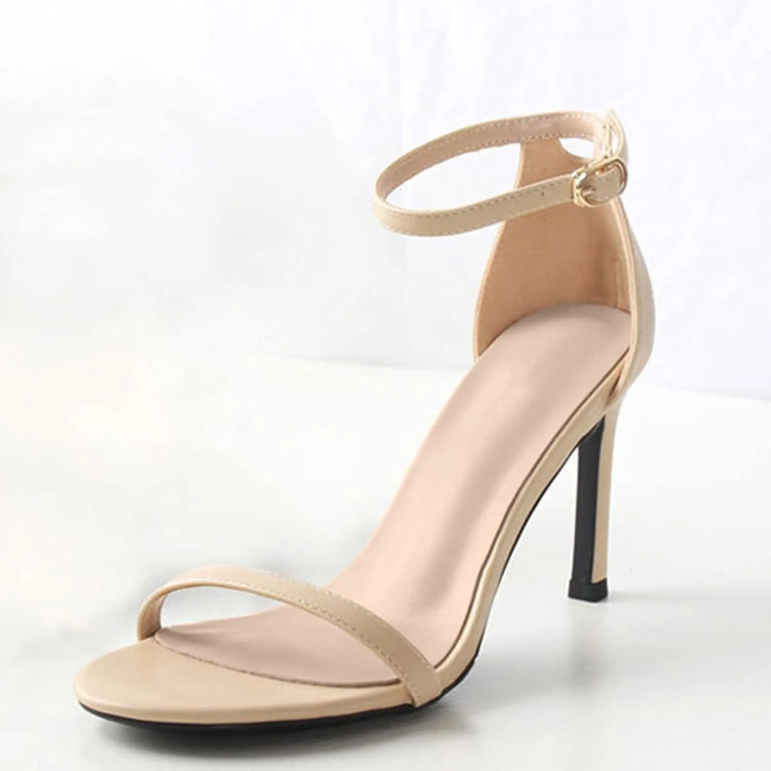 oiangi Womens Glitter Flock Stiletto Sandals Summer Ankle Strap Thin Band Strap Buckle High Heels Sexy Temperament Ladies Casual Shoes Sandalias