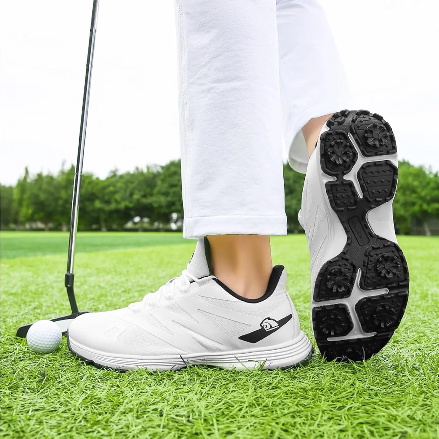 ONAIC Spiked Golf Shoes Men Breathable Waterproof Golf Sneakers Outdoor Training Sports Golf Shoe