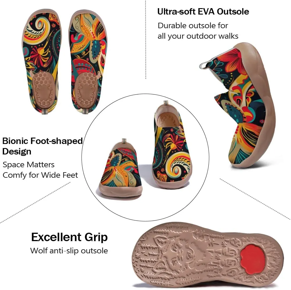 Onehorse Women's Casual Travel Shoes Paisley Painted Breathable Sock Slip-Ons Loafers Knit Tennis Sneakers