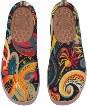 Onehorse Women's Casual Travel Shoes Paisley Painted Breathable Sock Slip-Ons Loafers Knit Tennis Sneakers