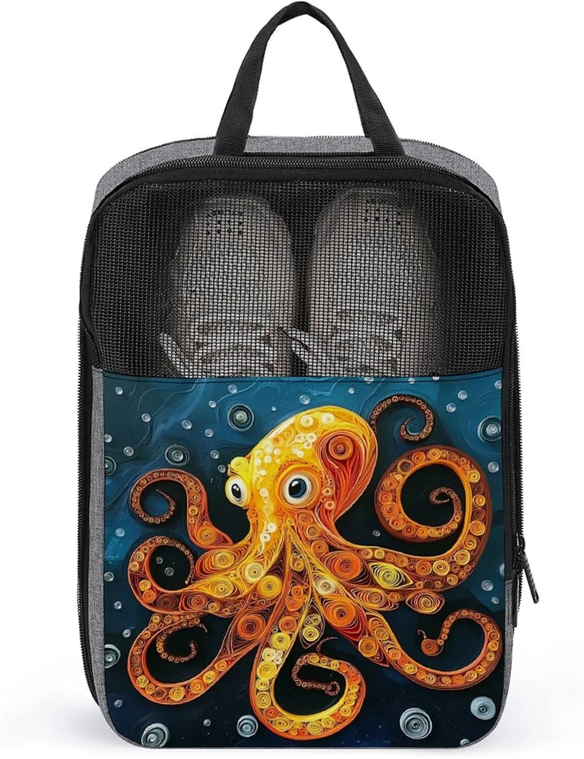 Orange Octopus Shoe Bag for Travel Daily Use Anti-dust Storage Carrier Golf Shoe Pouch