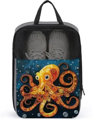 Orange Octopus Shoe Bag for Travel Daily Use Anti-dust Storage Carrier Golf Shoe Pouch