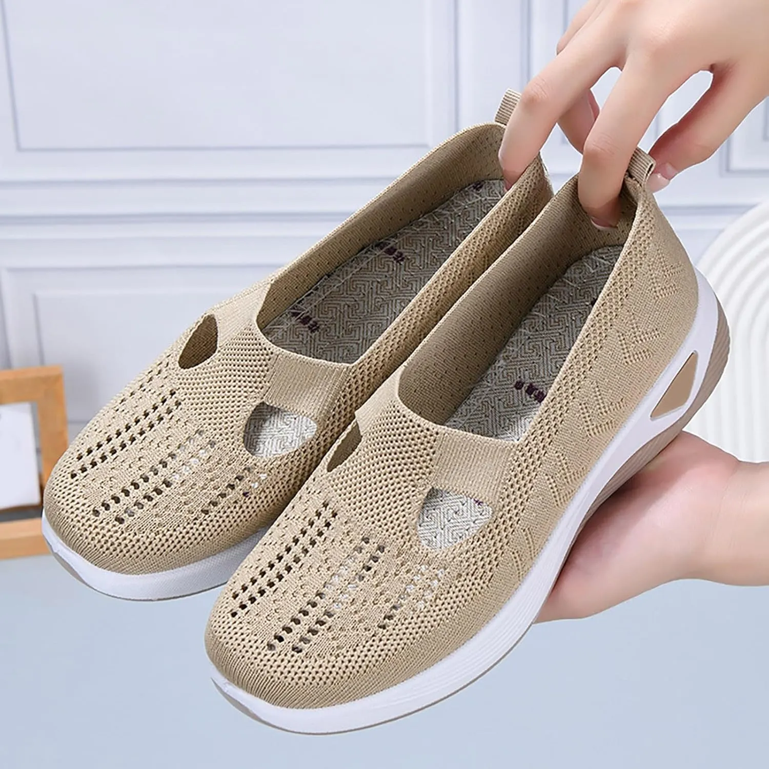 Orthopedic Shoes for Women Breathable Soft Slip On Running Shoes for Women Lether Shoes Dressy Casual Dress Sneakers Waterproof Tennis Shoe Trainers Shoe
