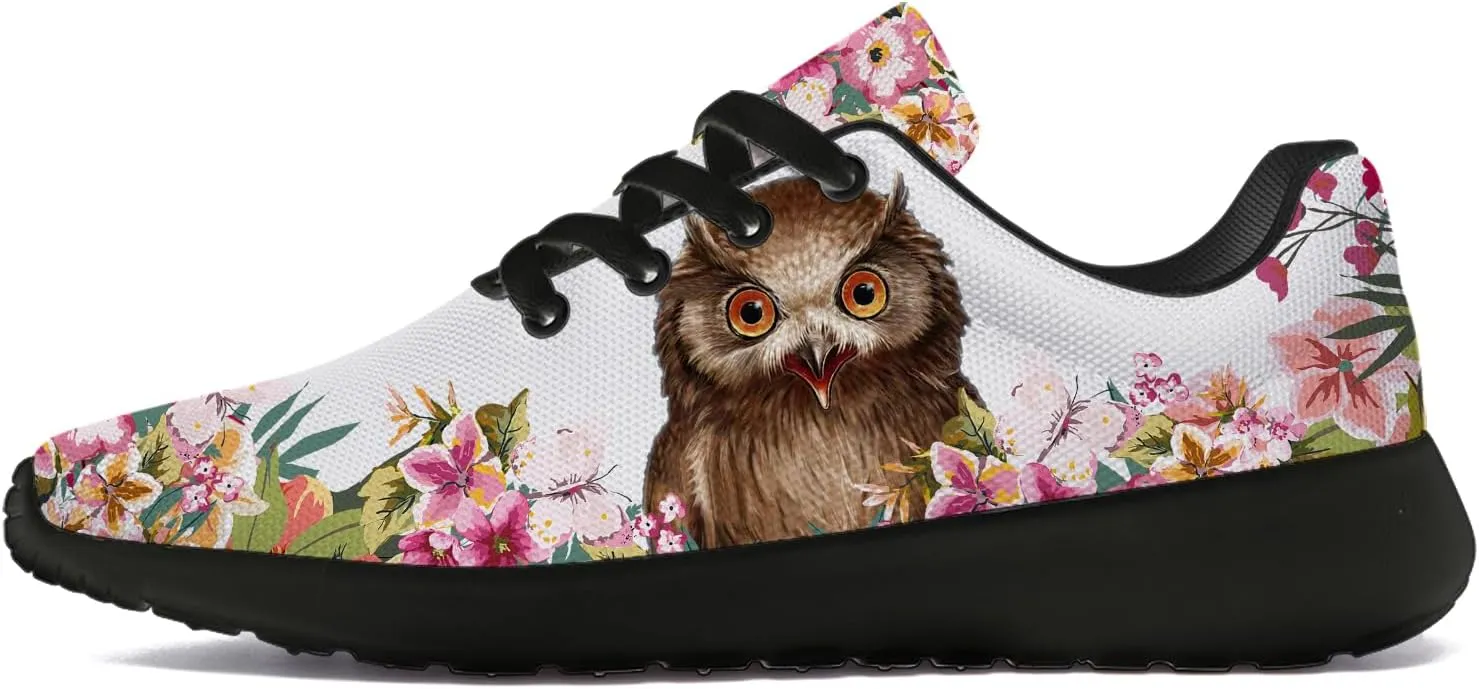 Owl Print Shoes for Men Women Breathable Lightweight Comfortable Running Tennis Walking Sneakers Gifts for Girls Boys