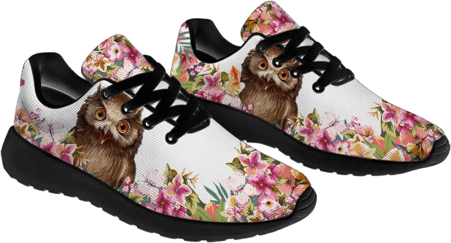 Owl Print Shoes for Men Women Breathable Lightweight Comfortable Running Tennis Walking Sneakers Gifts for Girls Boys