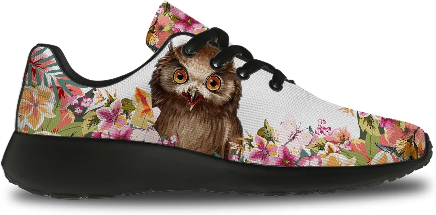Owl Print Shoes for Men Women Breathable Lightweight Comfortable Running Tennis Walking Sneakers Gifts for Girls Boys
