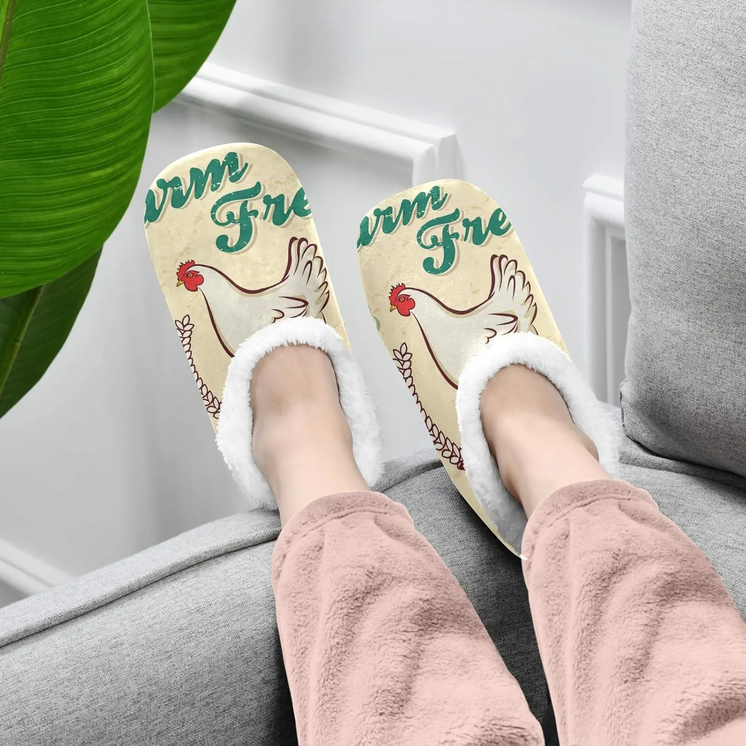 Oyihfvs Unisex Fuzzy House Slippers Memory Foam Warm Slip Shoes Fur Lining M-XXL