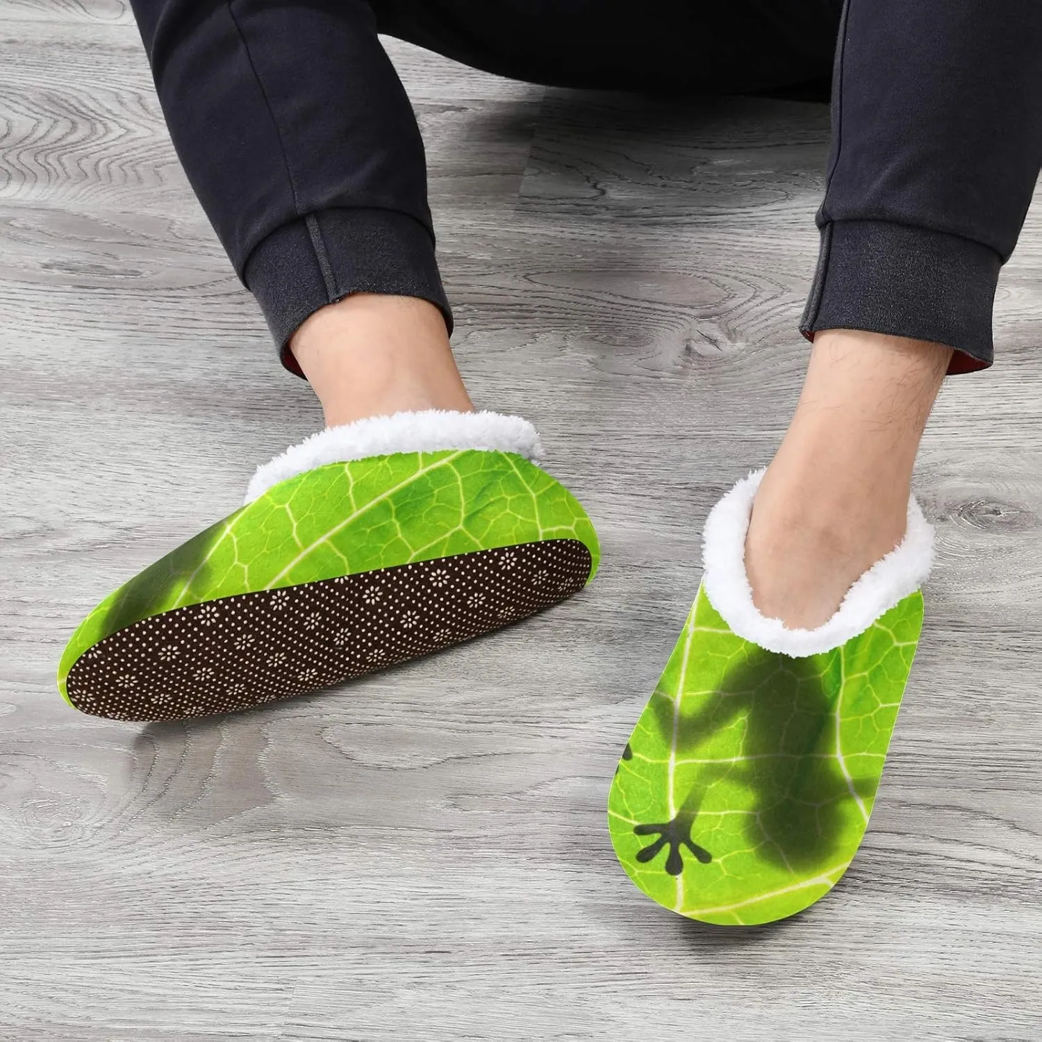 Oyihfvs Unisex Fuzzy House Slippers Memory Foam Warm Slip Shoes Fur Lining M-XXL