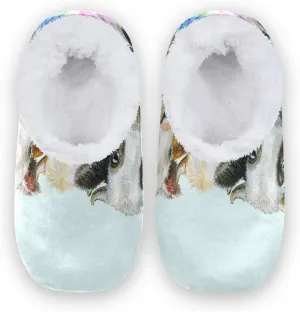 Oyihfvs Unisex Fuzzy House Slippers Memory Foam Warm Slip Shoes Fur Lining M-XXL