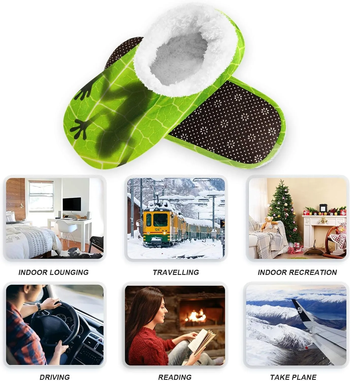 Oyihfvs Unisex Fuzzy House Slippers Memory Foam Warm Slip Shoes Fur Lining M-XXL