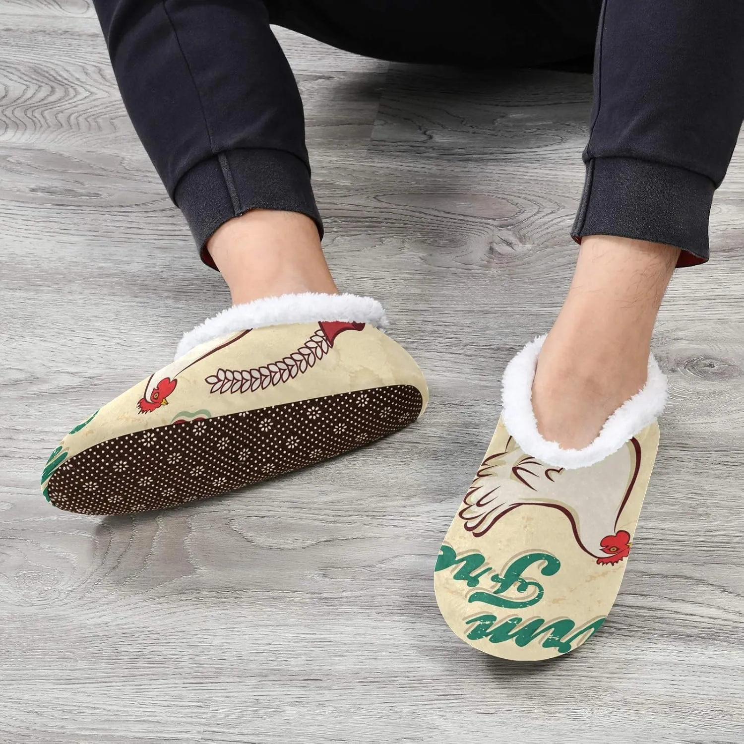 Oyihfvs Unisex Fuzzy House Slippers Memory Foam Warm Slip Shoes Fur Lining M-XXL