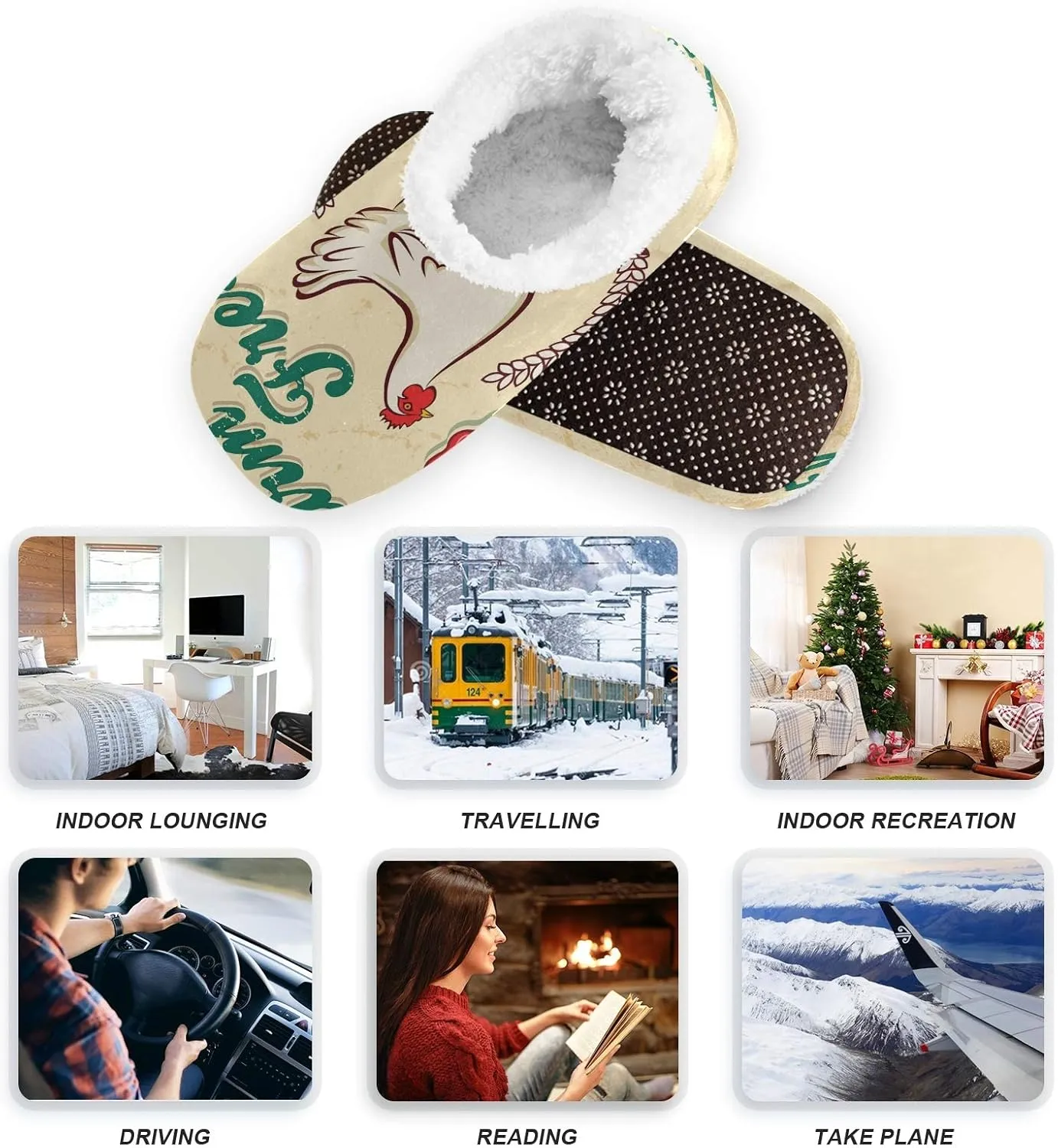 Oyihfvs Unisex Fuzzy House Slippers Memory Foam Warm Slip Shoes Fur Lining M-XXL