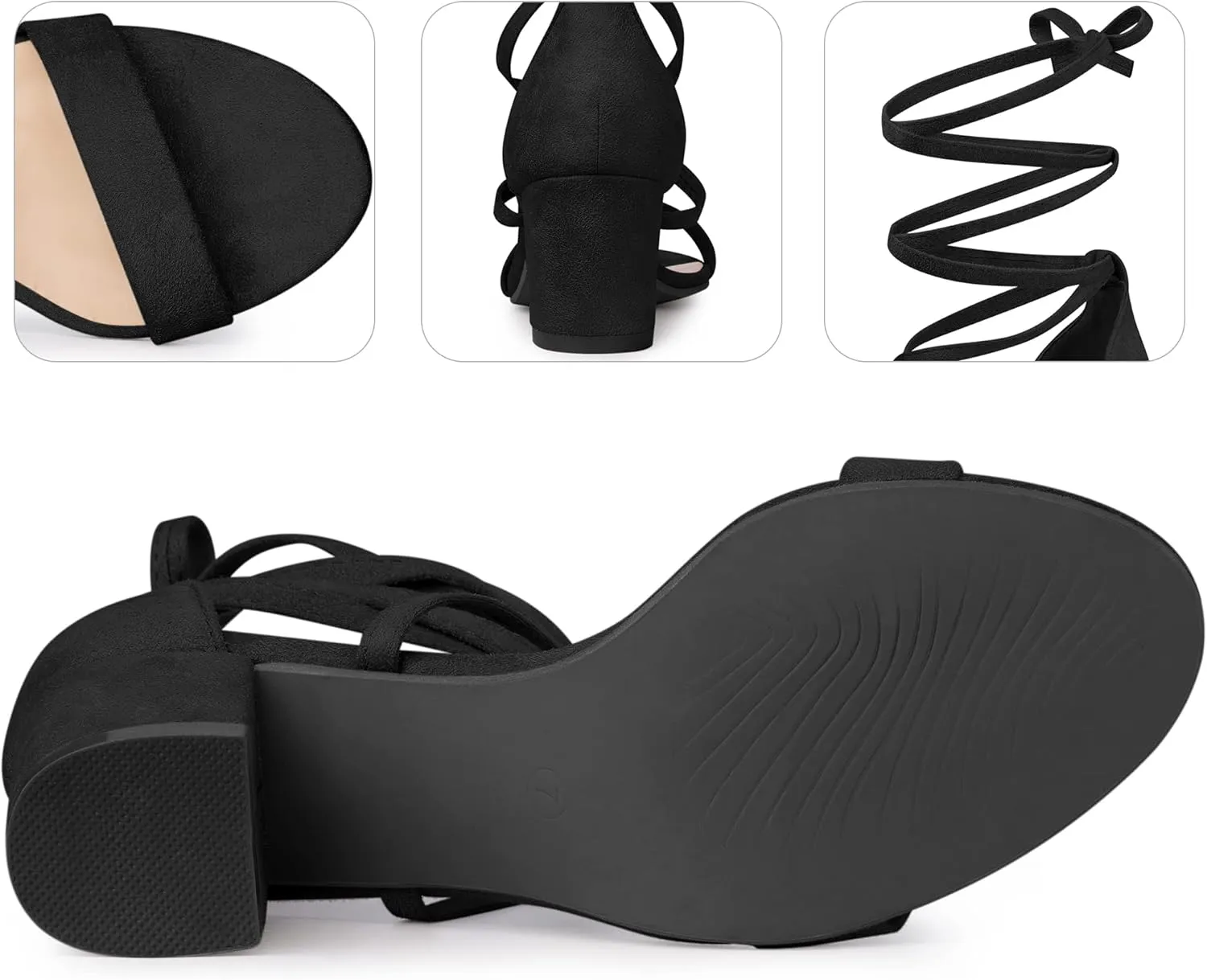 Perphy Lace Up Chunky Mid Heels Sandal for Women