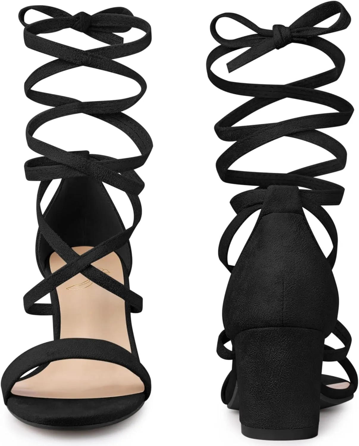 Perphy Lace Up Chunky Mid Heels Sandal for Women