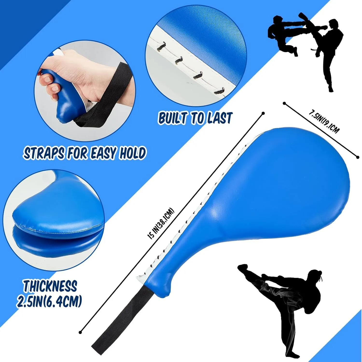 Poen 7 in 1 Taekwondo Kick Pad Boxing Training Equipment Punching Mitts Martial Arts Wrist Band Adjustable Soft Pads Set for Karate Muay Thai MMA Training