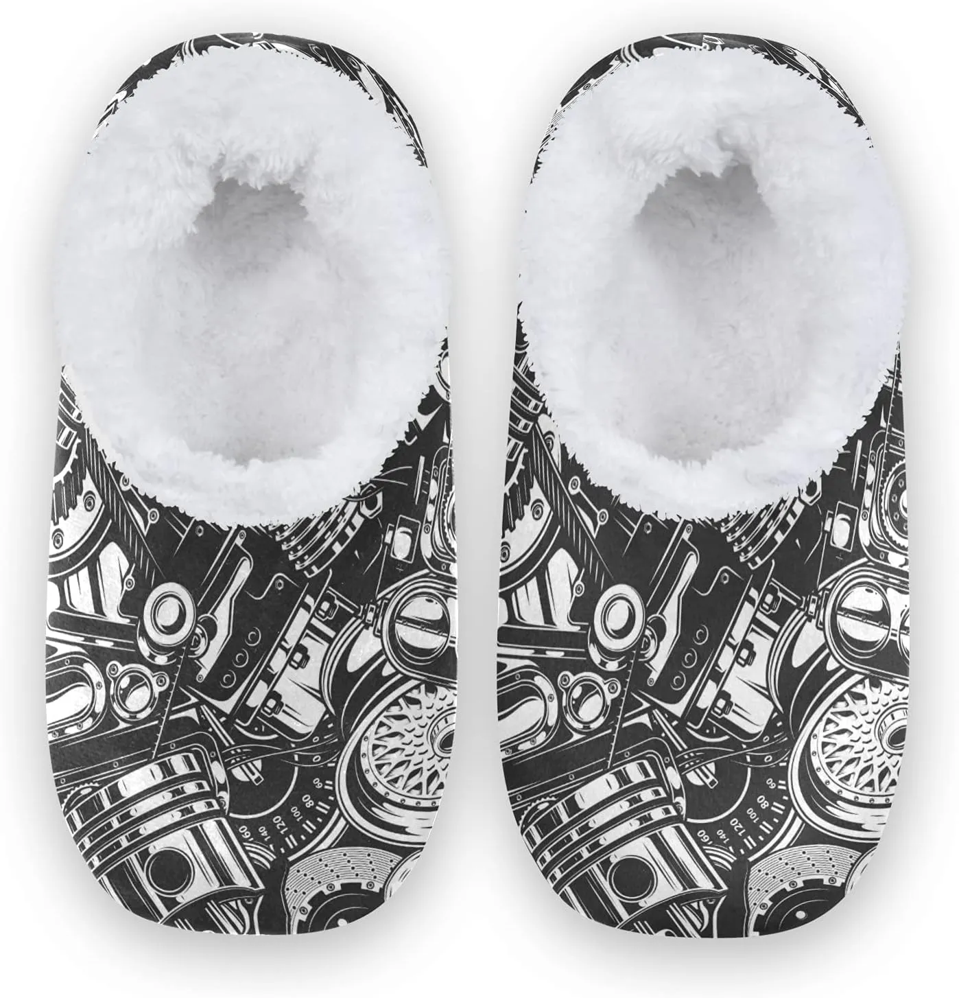 Poeticcity Unisex Fuzzy House Slippers, Warm Fur Lining Shoes, Non-Slip Memory Foam Slippers M-XXL