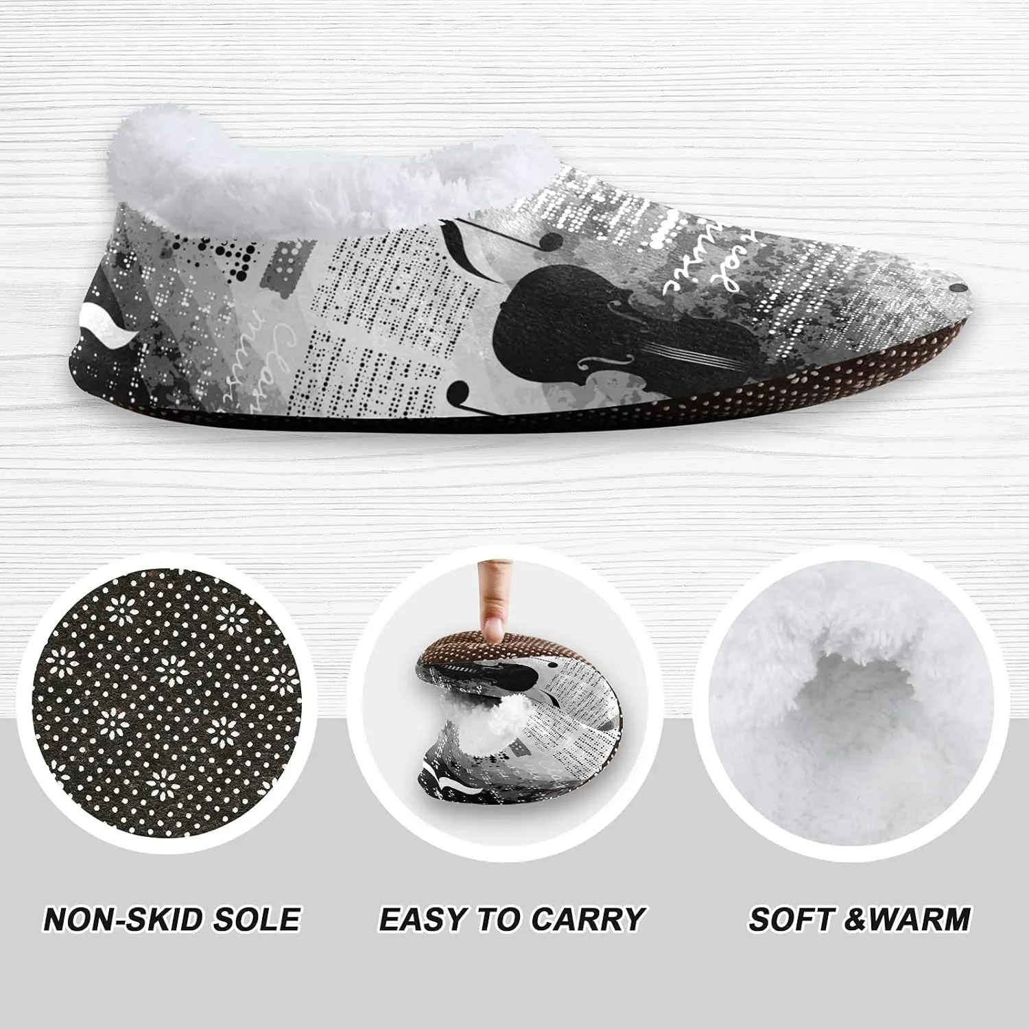 Poeticcity Unisex Fuzzy House Slippers, Warm Fur Lining Shoes, Non-Slip Memory Foam Slippers M-XXL