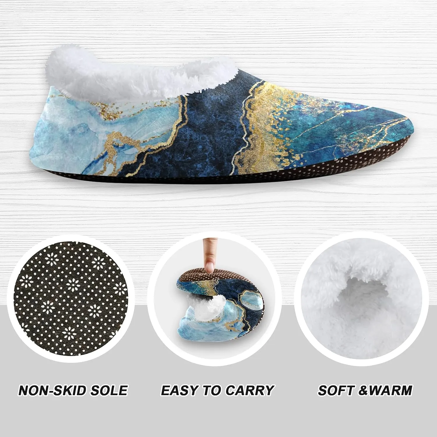 Poeticcity Unisex Fuzzy House Slippers, Warm Fur Lining Shoes, Non-Slip Memory Foam Slippers M-XXL