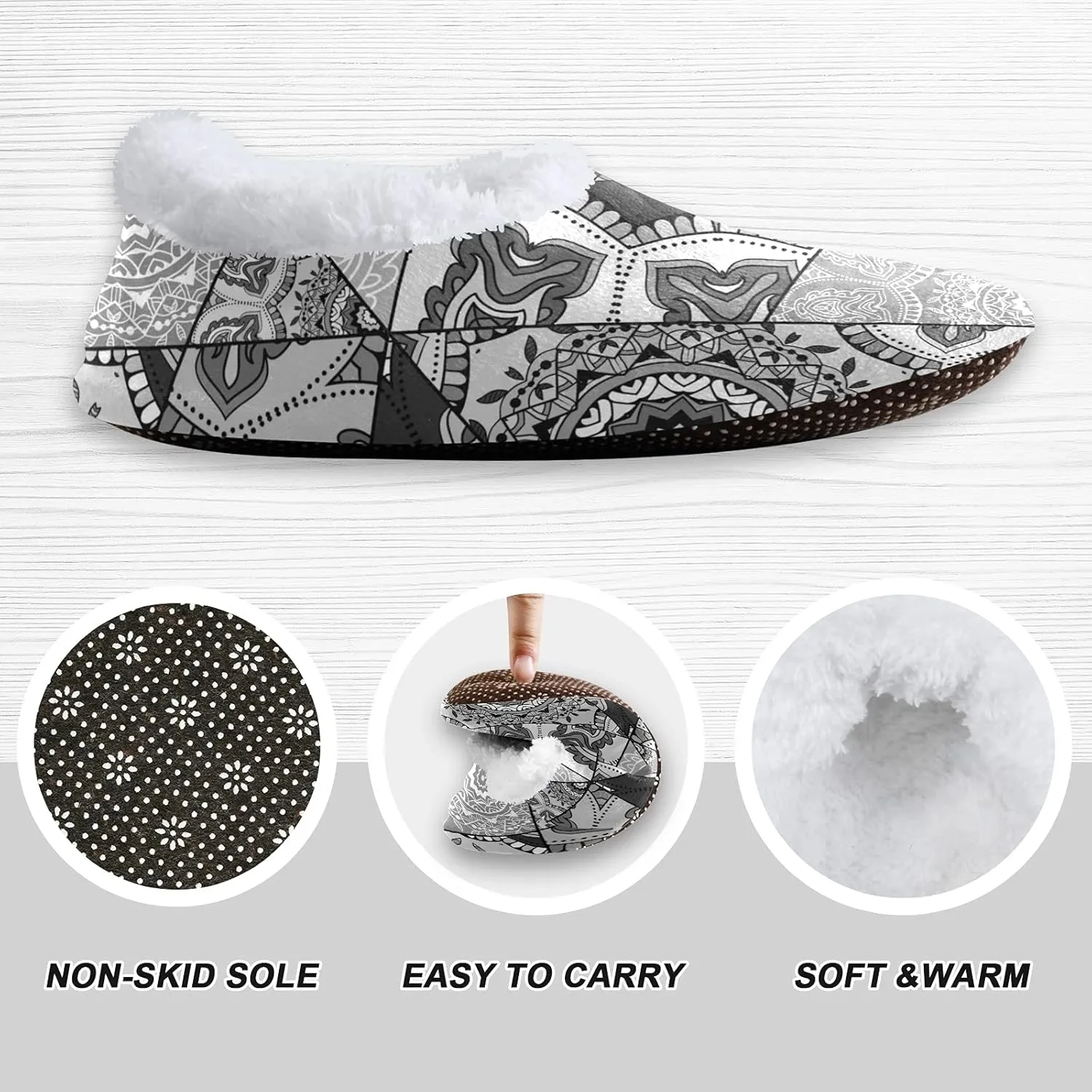 Poeticcity Unisex Fuzzy House Slippers, Warm Fur Lining Shoes, Non-Slip Memory Foam Slippers M-XXL