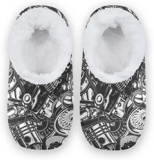 Poeticcity Unisex Fuzzy House Slippers, Warm Fur Lining Shoes, Non-Slip Memory Foam Slippers M-XXL