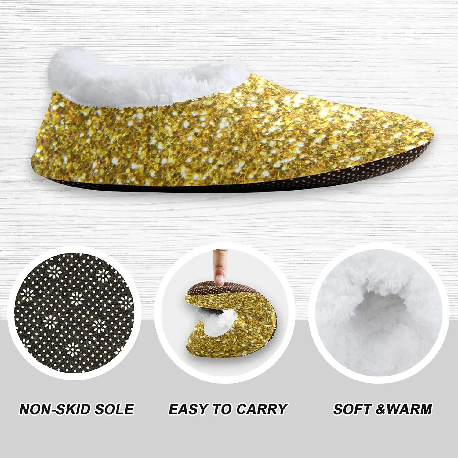 Poeticcity Unisex Fuzzy House Slippers, Warm Fur Lining Shoes, Non-Slip Memory Foam Slippers M-XXL
