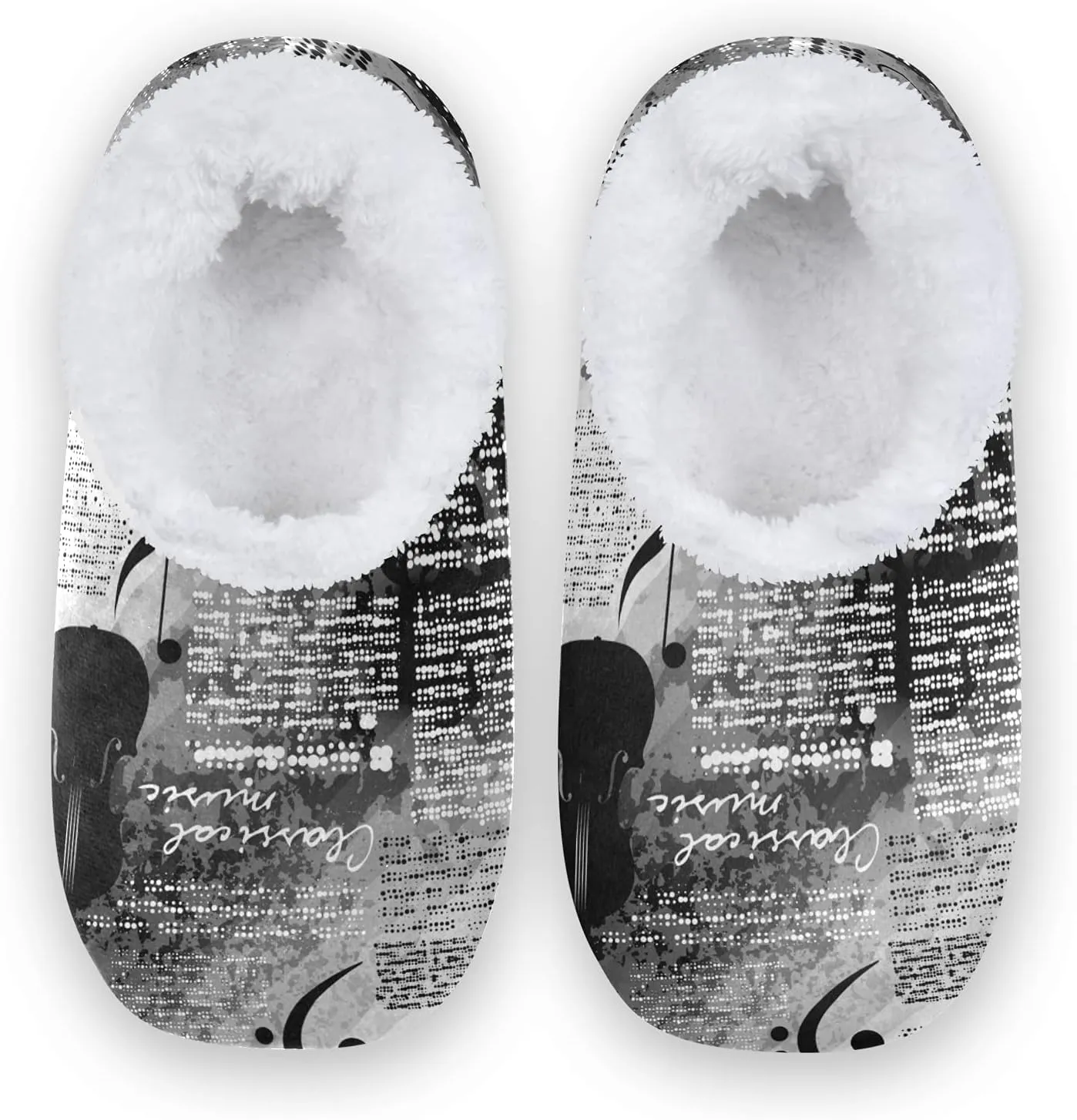 Poeticcity Unisex Fuzzy House Slippers, Warm Fur Lining Shoes, Non-Slip Memory Foam Slippers M-XXL