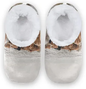 Poeticcity Unisex Fuzzy House Slippers, Warm Fur Lining Shoes, Non-Slip Memory Foam Slippers M-XXL
