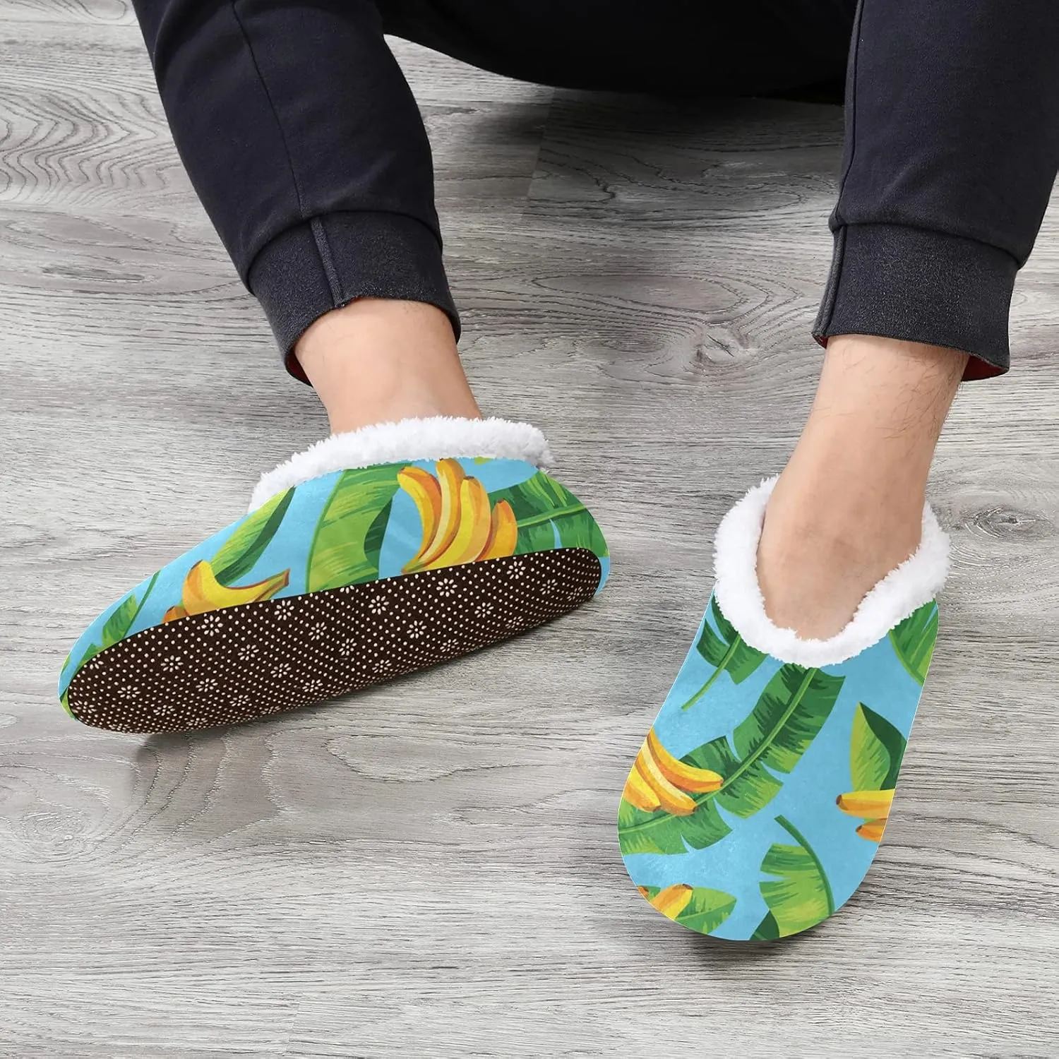 Poeticcity Unisex Fuzzy House Slippers, Warm Fur Lining Shoes, Non-Slip Memory Foam Slippers M-XXL