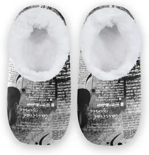 Poeticcity Unisex Fuzzy House Slippers, Warm Fur Lining Shoes, Non-Slip Memory Foam Slippers M-XXL