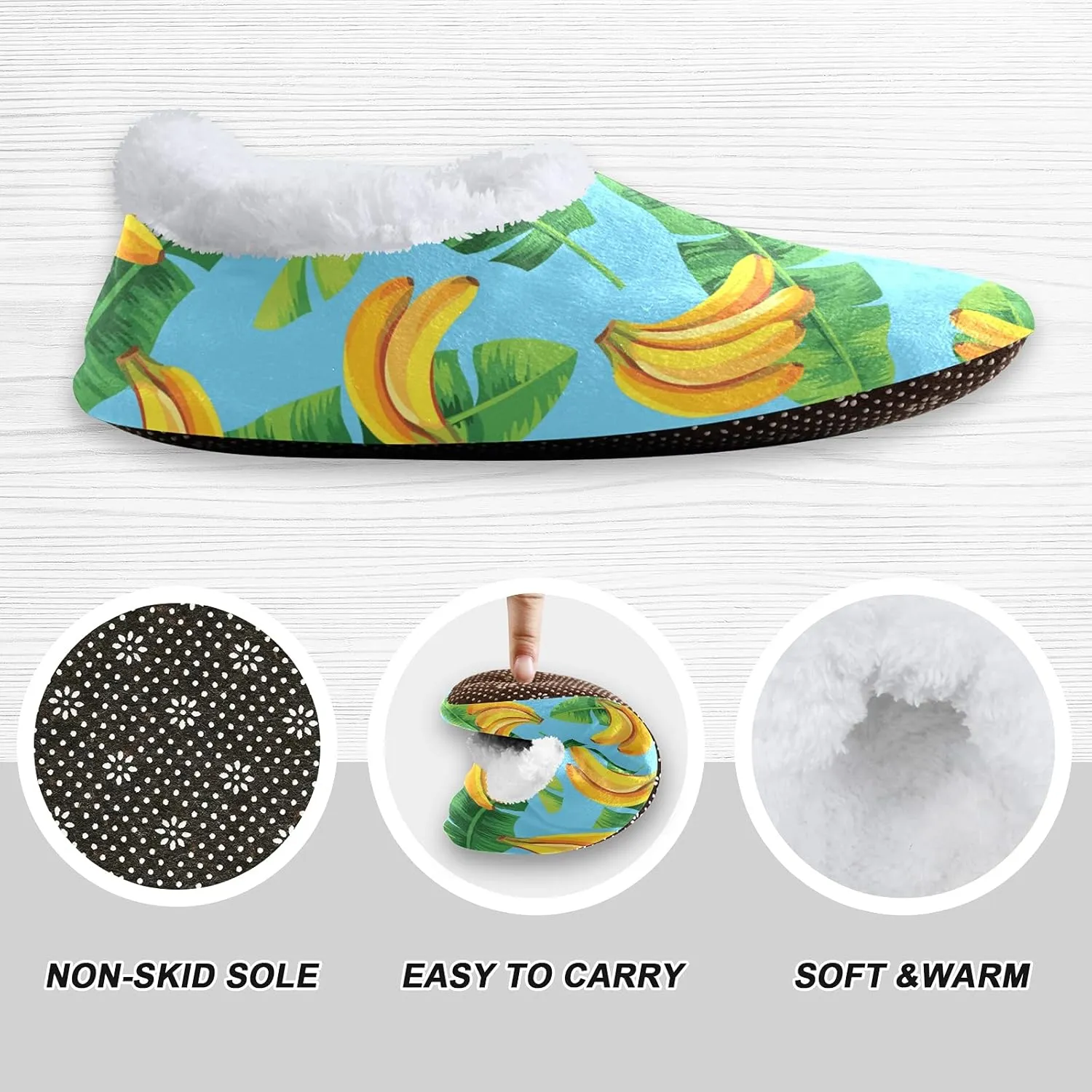 Poeticcity Unisex Fuzzy House Slippers, Warm Fur Lining Shoes, Non-Slip Memory Foam Slippers M-XXL