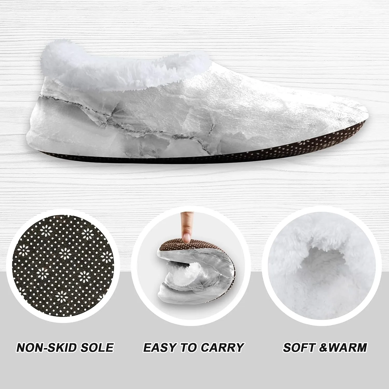 Poeticcity Unisex Fuzzy House Slippers, Warm Fur Lining Shoes, Non-Slip Memory Foam Slippers M-XXL
