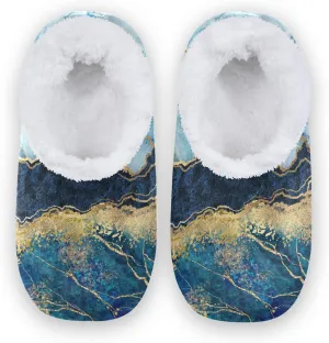 Poeticcity Unisex Fuzzy House Slippers, Warm Fur Lining Shoes, Non-Slip Memory Foam Slippers M-XXL