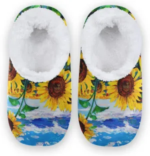 Poeticcity Unisex Fuzzy House Slippers, Warm Fur Lining Shoes, Non-Slip Memory Foam Slippers M-XXL